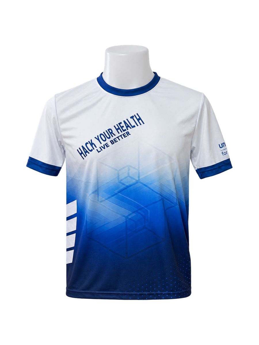 เสื้อกีฬาสีขาวน้ำเงินพิมพ์ลาย พื้นหลังโปร่งใส